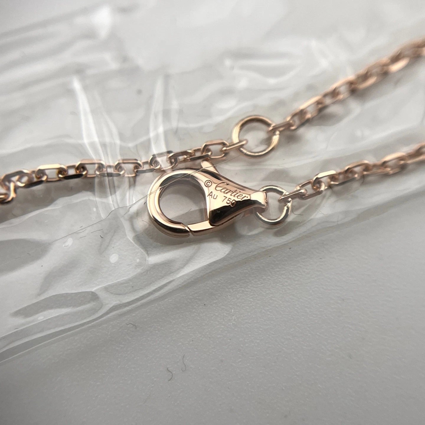 Cartier Love Necklace 18K Rose Gold Diamond Double Ring Pendant