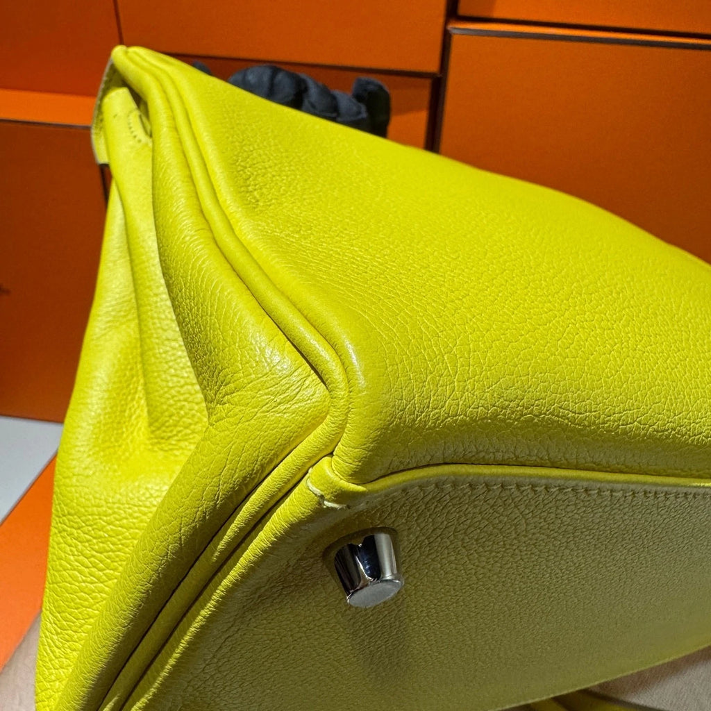 Hermes Kelly28 Evercolor Leather Yellow Top Handle Bag For Women