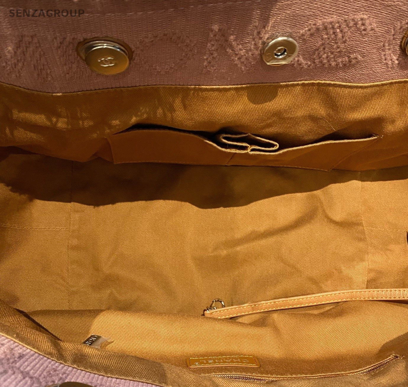 Chanel Beach Tote Chain Shoulder Bag Brown Silver Used Women Classic Fashion