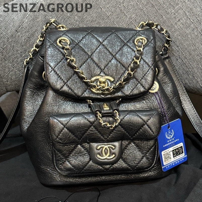 Chanel Black Caviar Duma Backpack Small Quilted Classic Women's Bag