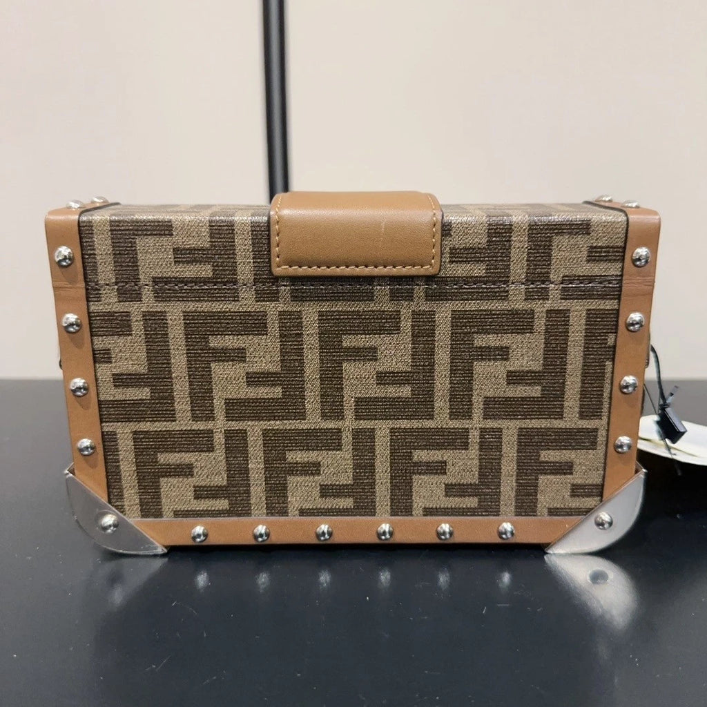Fendi Canvas FF Monogram Baguette Trunk Shoulder Bag For Women