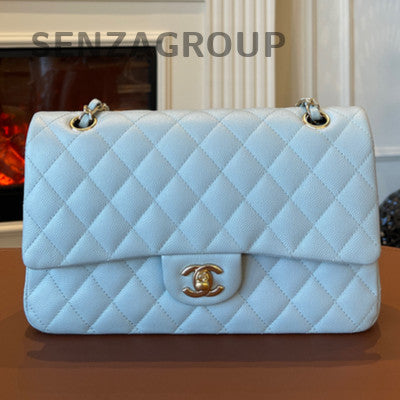 Chanel Classic Flap Medium Blue Gold Hardware Quilted Shoulder Bag