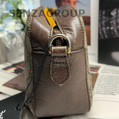 Gucci Tiger Head Camera Bag Brown Gold Buckle Crossbody Shoulder Bag