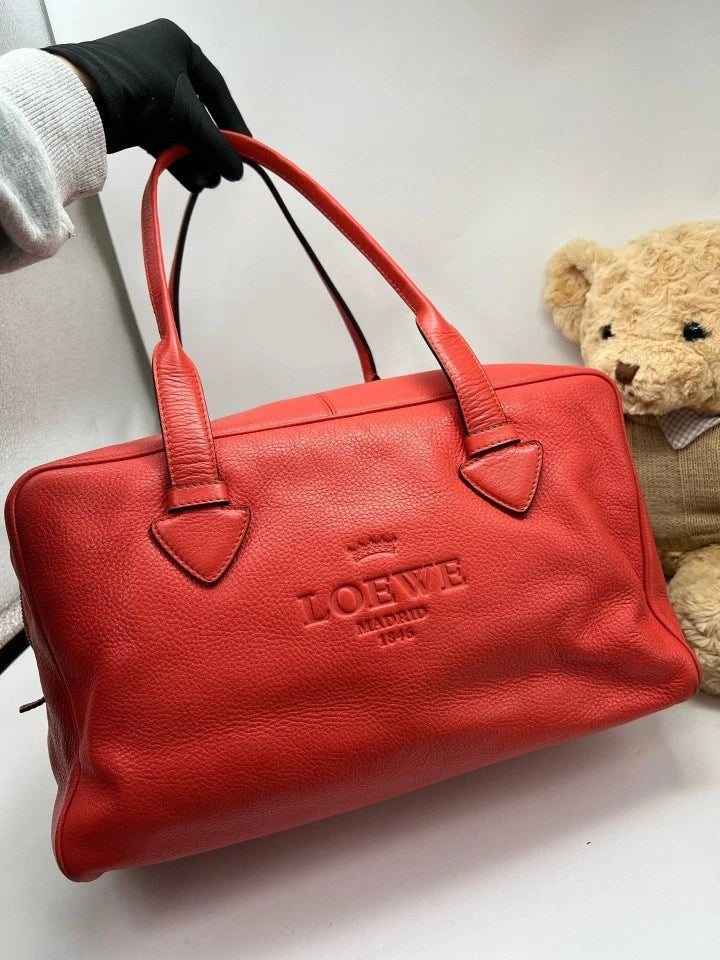 Loewe Red Bowling Top Handle Handbag For Women