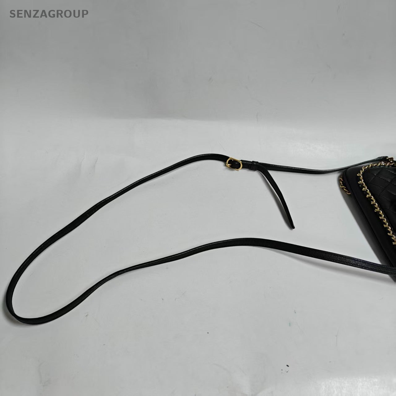Chanel Timeless Chain Shoulder Bag Black Gold Diamond Women Classic Designer