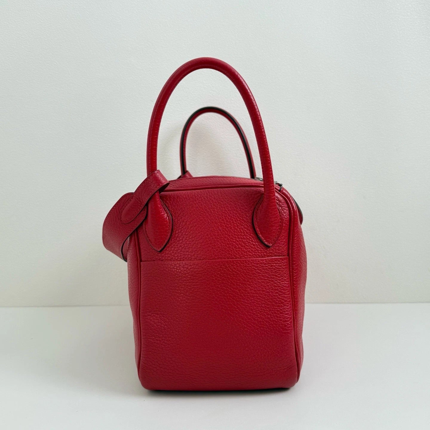 Hermes Lindy30 Top Handle Shoulder Bag Red Silver Used Women Classic