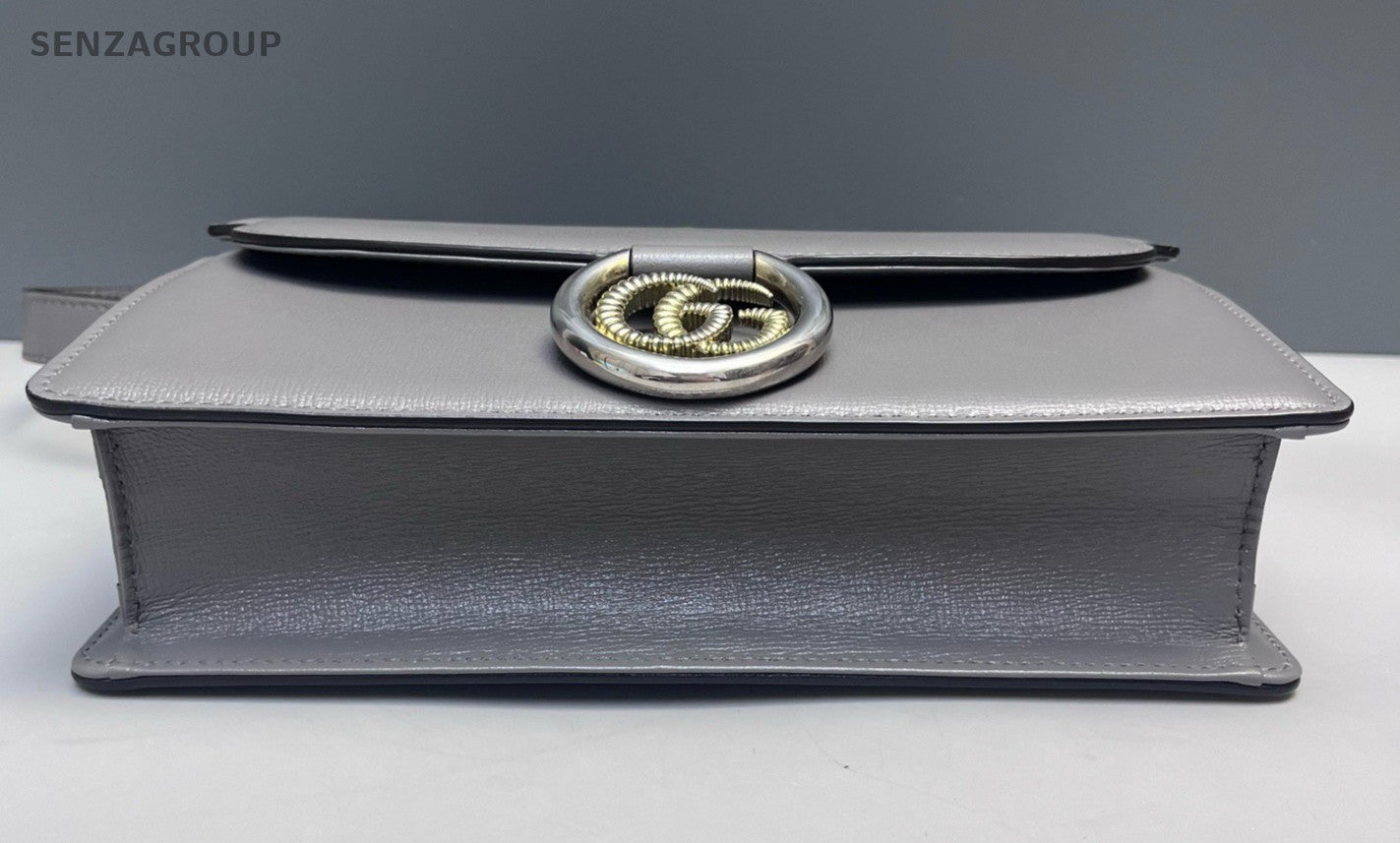 Gucci Vintage GG Ring Shoulder Bag Gray Gold Used Women Classic Designer