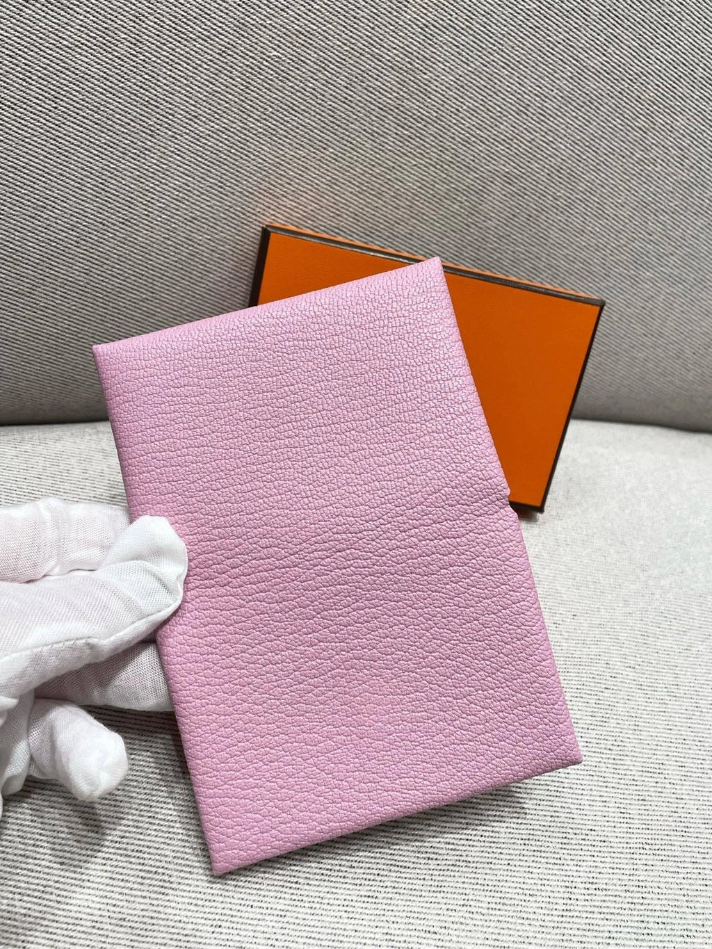 Hermes Purple Goat Leather Folded Card Wallet For Women