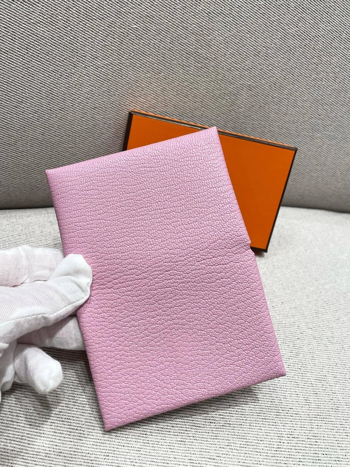 Hermes Purple Goat Leather Folded Card Wallet For Women