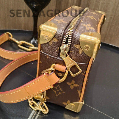 Louis Vuitton Trunk Monogram Brown Gold Chain Crossbody Bag Women