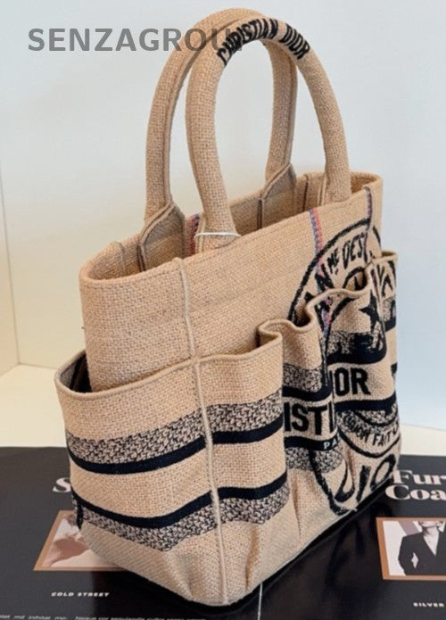 Christian Dior tote mini Embroidered badge graffiti Top Handle bag  Women Canvas