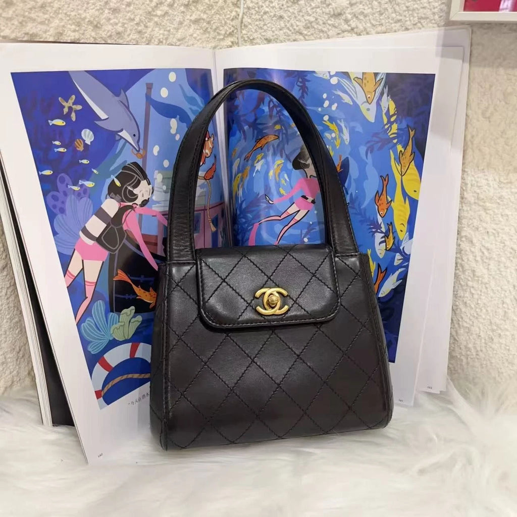 Chanel Kelly Vintage PM Lambskin Top Handle Bag Gold Hardware Women S
