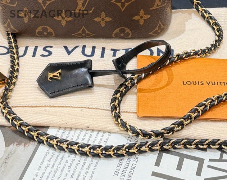 Louis Vuitton Vanity Monogram Chain Crossbody Brown Gold Women Classic