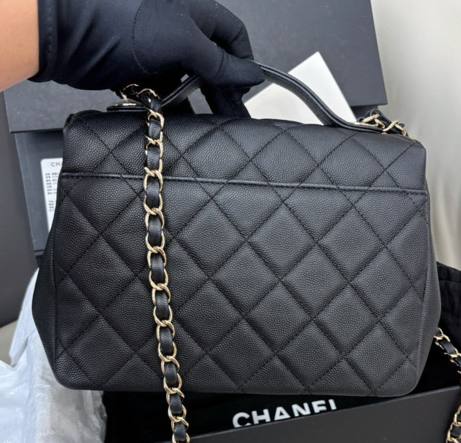 Chanel Affinity Diamond Chain Shoulder Bag Crossbody Black Gold Women Classic