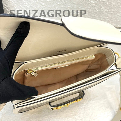 Gucci 1955 GG Supreme Saddle Bag - White Gold Hardware, Classic Women's
