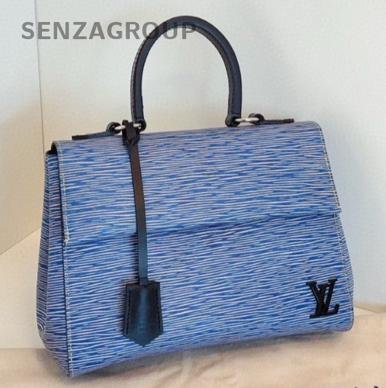Louis Vuitton Cluny Calfskin Epi Top Handle Bag Crossbody Blue Silver Used Women