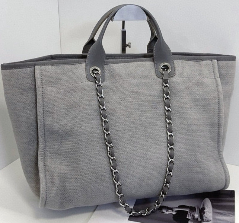 CHANEL Beach Series tote Classic Logo Light gray Shoulder bag Women Summer
