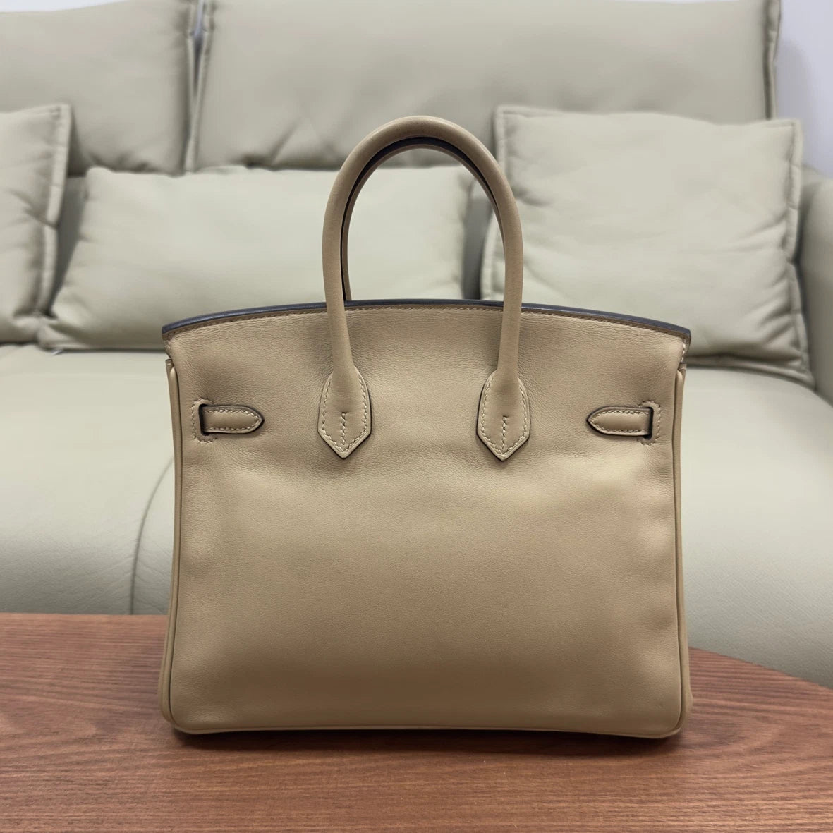Hermes Birkin25 Swift Top Handle Bag Gray Gold Women Classic Fashion