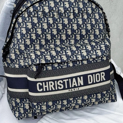 Dior Oblique Medium Backpack Black Unisex Classic Fashion