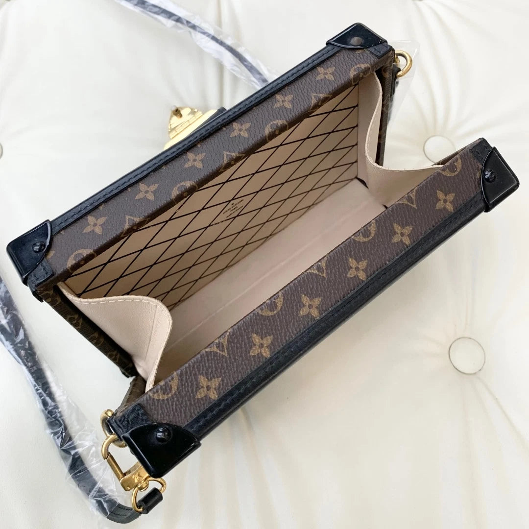 Louis Vuitton Petite Malle Calfskin Monogram Shoulder Crossbody Women Classic