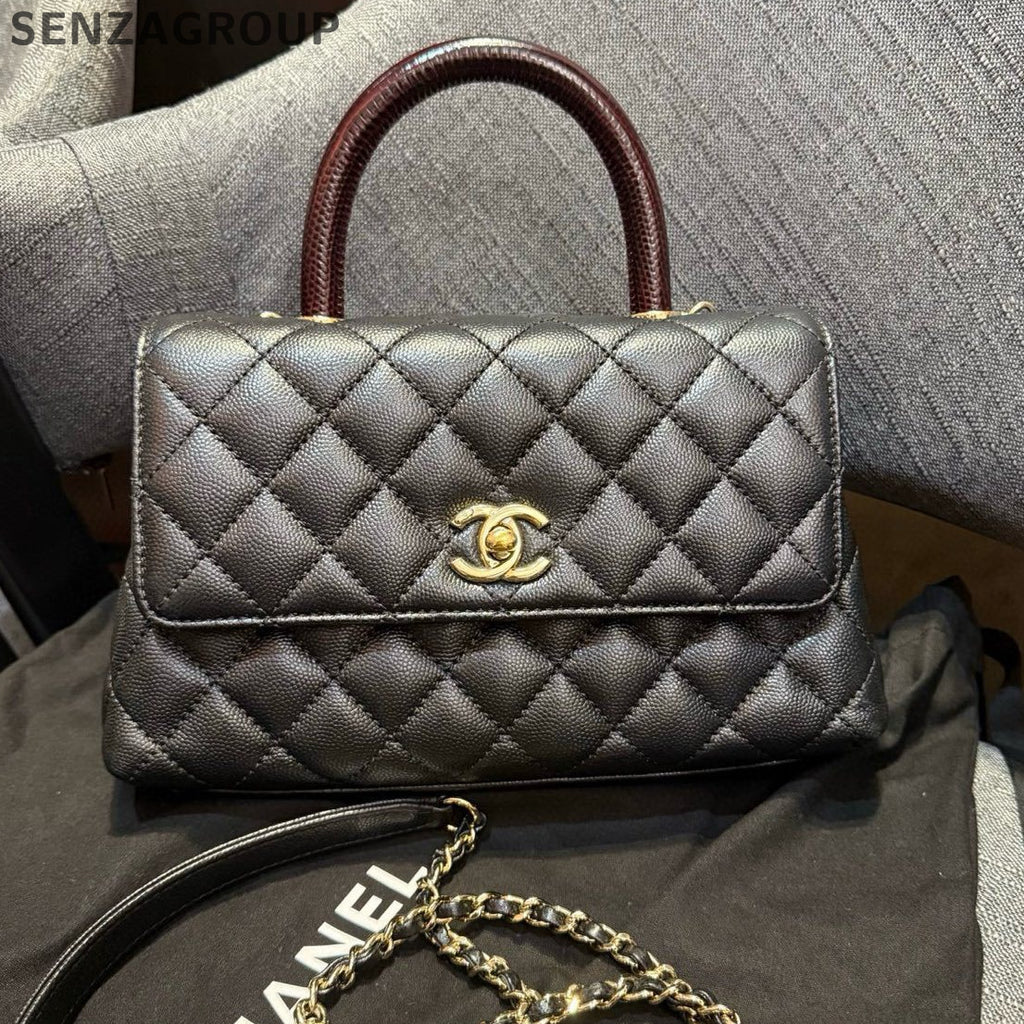 Chanel Black Gold Coco Handle Small Shoulder Bag Classic Fashion
