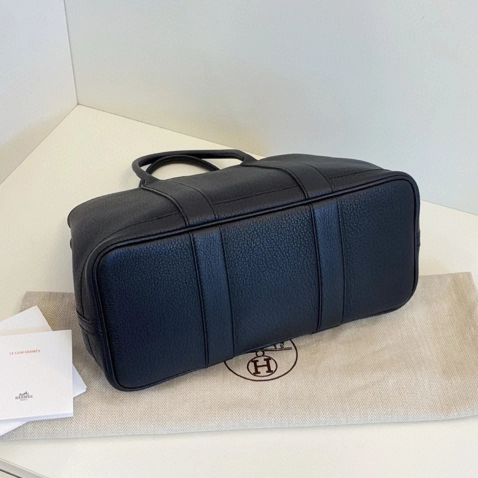 Hermes Garden Party30 Top Handle Bag Black Silver Used Women Classic