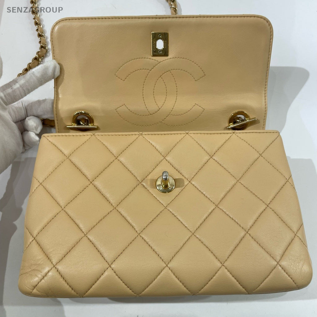 Chanel Trendy CC Diamond Top Handle Bag Chain Crossbody Yellow Gold Women