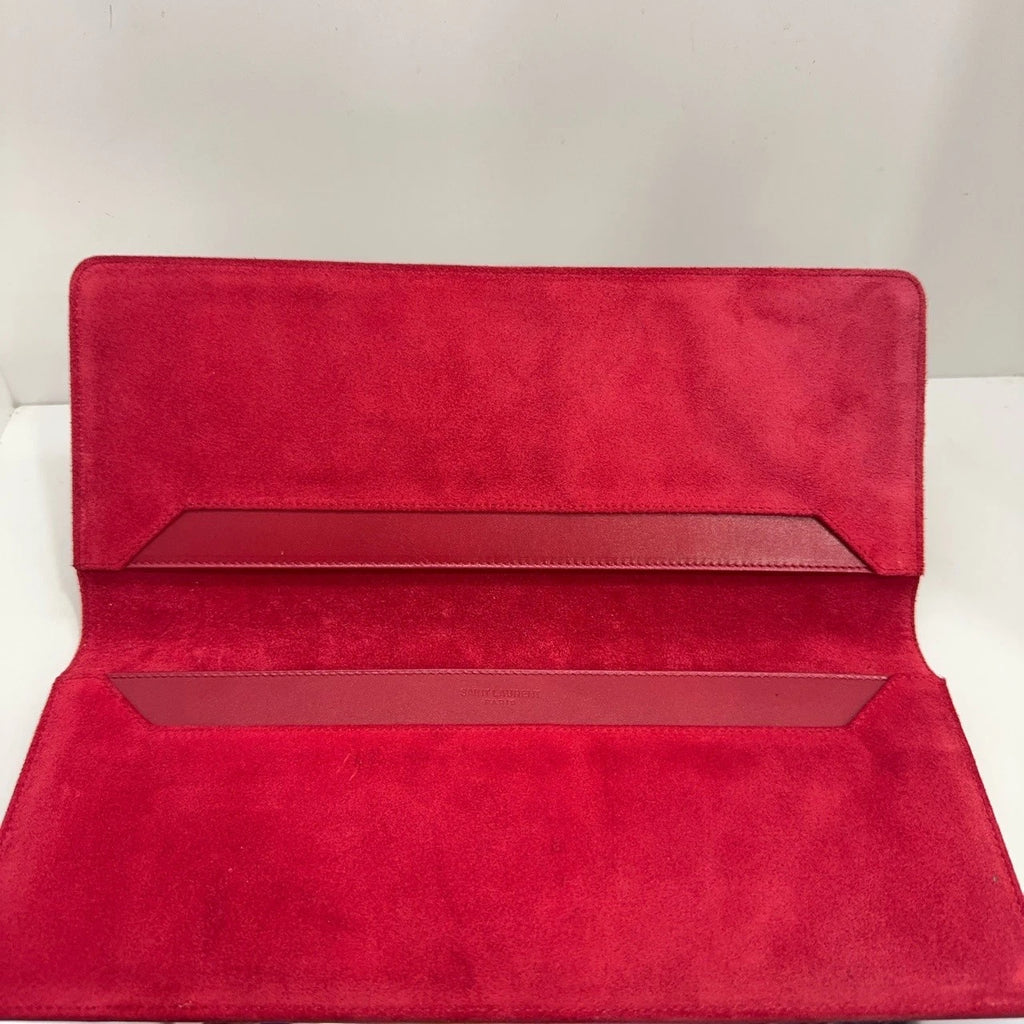YSL Red Leather Clutch Evening Bag For Women Rare