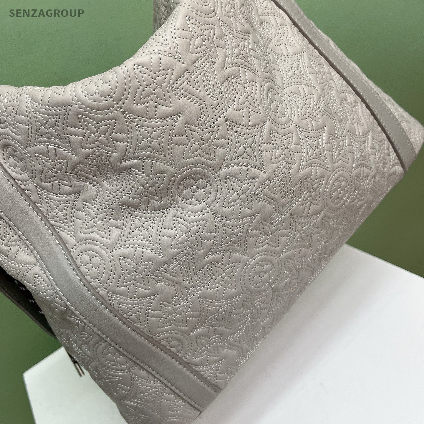 Louis Vuitton Embroidered 2Way Top Handle Shoulder Bag Gray Silver Women Classic