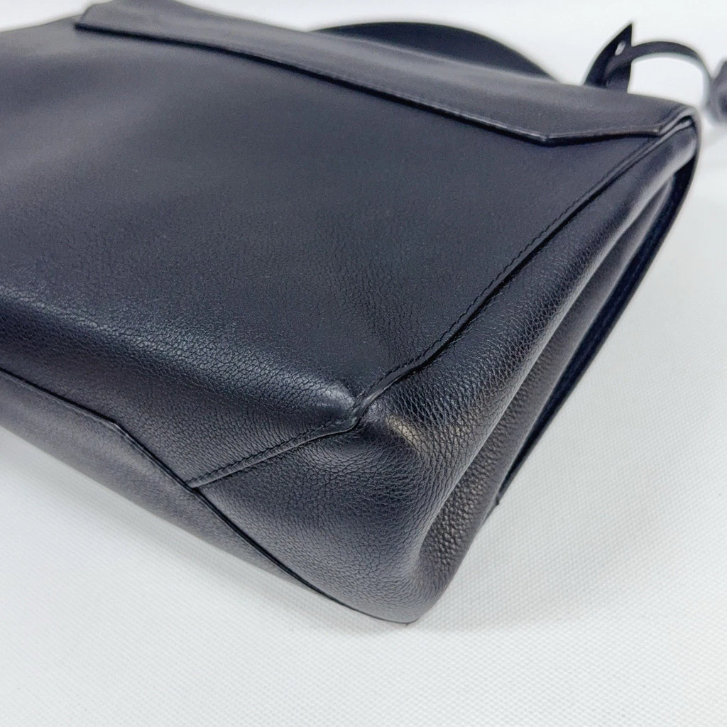 Louis Vuitton Lock Me MM Calfskin Top Handle Crossbody Black Silver Women