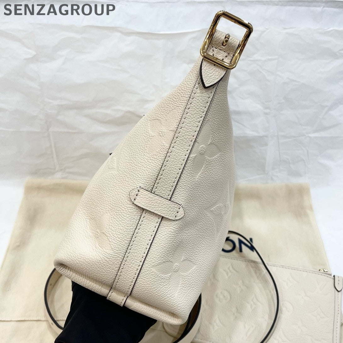 Louis Vuitton Monogram Empreinte Leather Carryall PM Bag White Gold