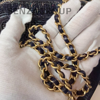 Chanel Tweed Snake Skin Camera Bag Small Chain Shoulder Crossbody