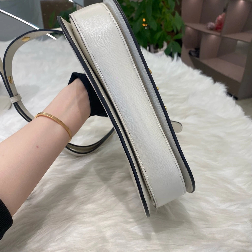 Gucci 1955 Medium Shoulder Bag White Gold Hardware Classic Women's