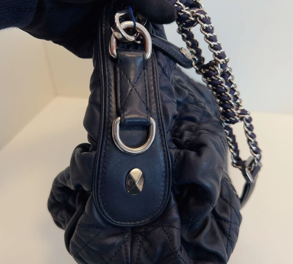 Christian Dior Bowling Chain Shoulder Bag Black Silver Used Women Classic
