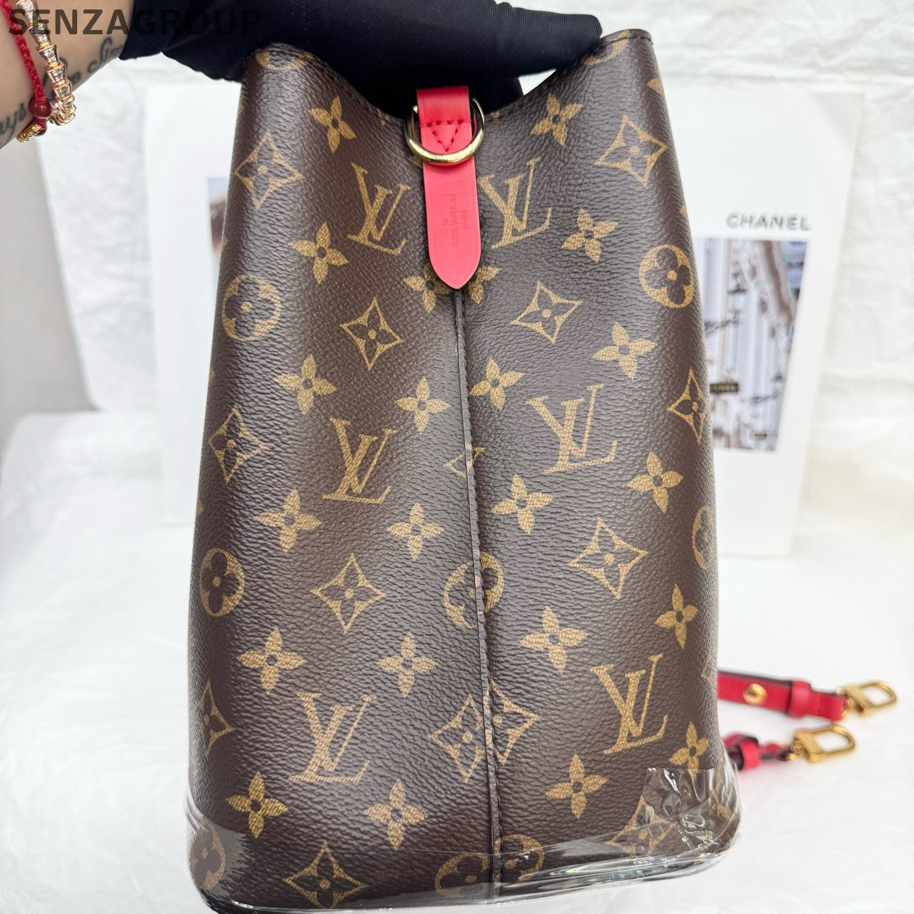 Louis Vuitton Monogram Bucket Bag Brown Red Women's Classic