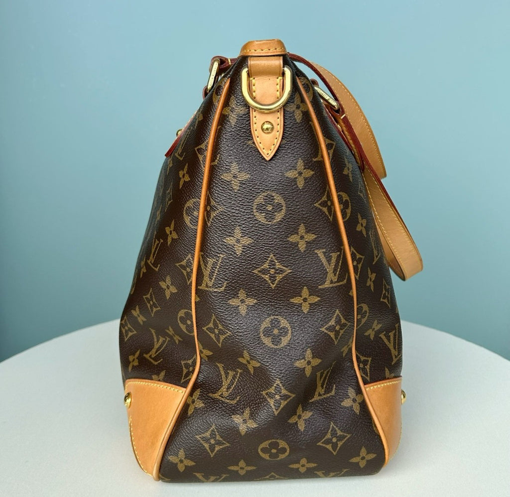 Louis Vuitton Hunting Monogram Tote Top Handle Shoulder Crossbody Brown Women