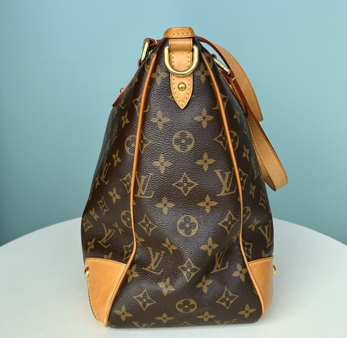 Louis Vuitton Hunting Monogram Tote Top Handle Shoulder Crossbody Brown Women