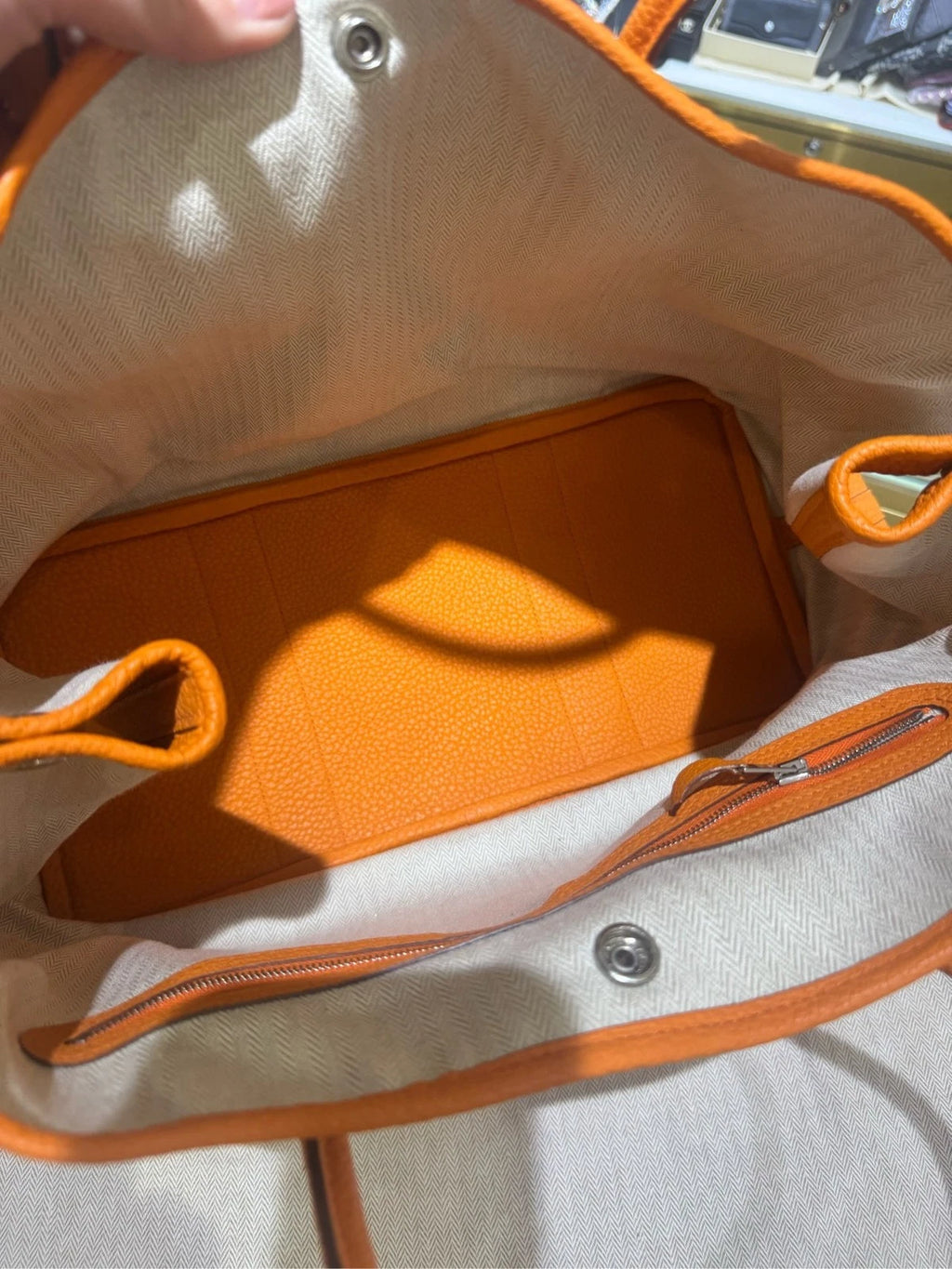 Hermes Orange Garden Party 36 Handbag Tote For Women
