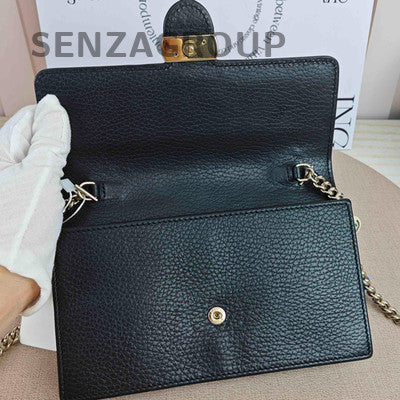 Gucci GG Marmont Black Leather WOC Wallet on Chain Crossbody Bag