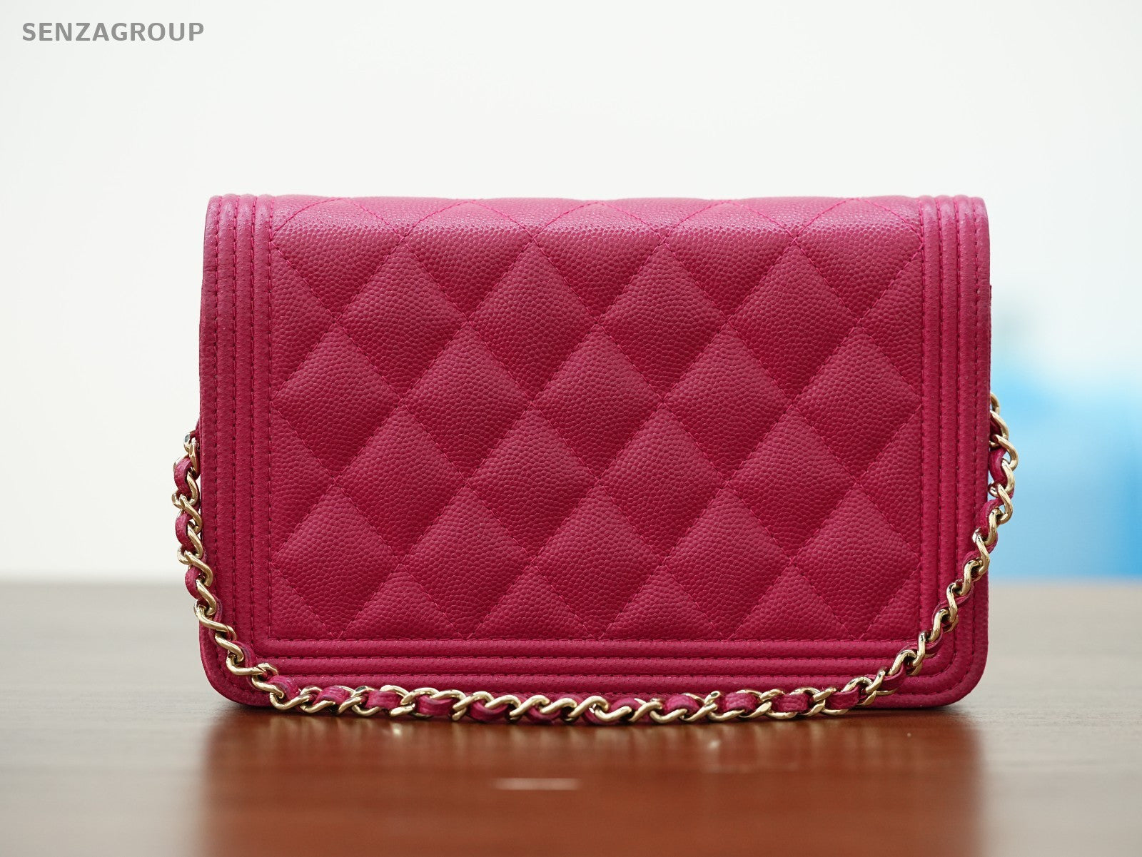 CHANEL Woc Diamond pattern Calfskin Chain Shoulder bag Women Peach Pink Gold