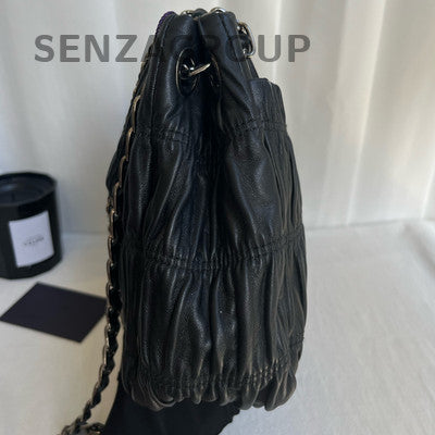 Prada Black Silver Cahier Bag Chain Shoulder Bag Classic Women