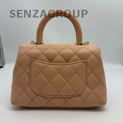 Chanel Coco Handle Small Pink Gold Hardware Calfskin Quilted Bag