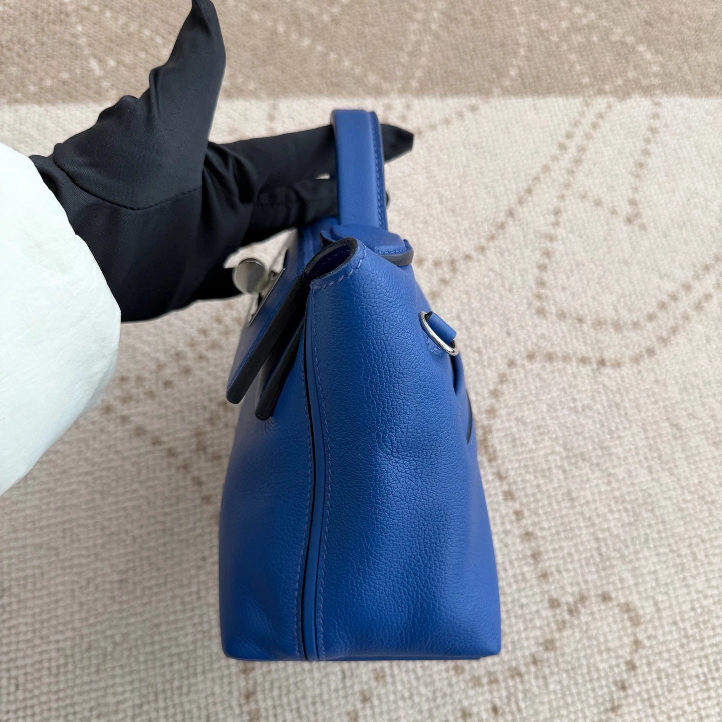 Hermes 2424 Mini Top Handle Shoulder Bag Blue Silver Used Women Classic
