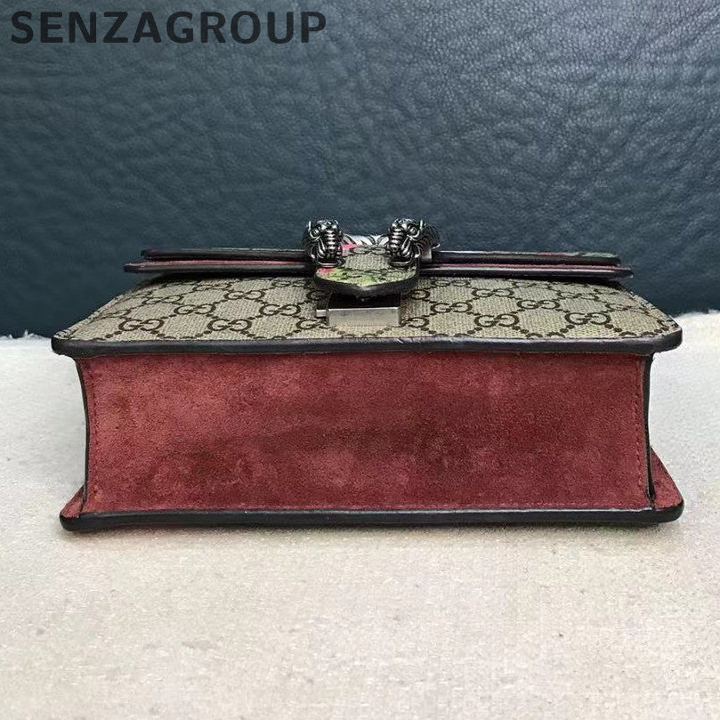 Gucci Dionysus Small Floral Chain Shoulder Bag Brown Silver Hardware