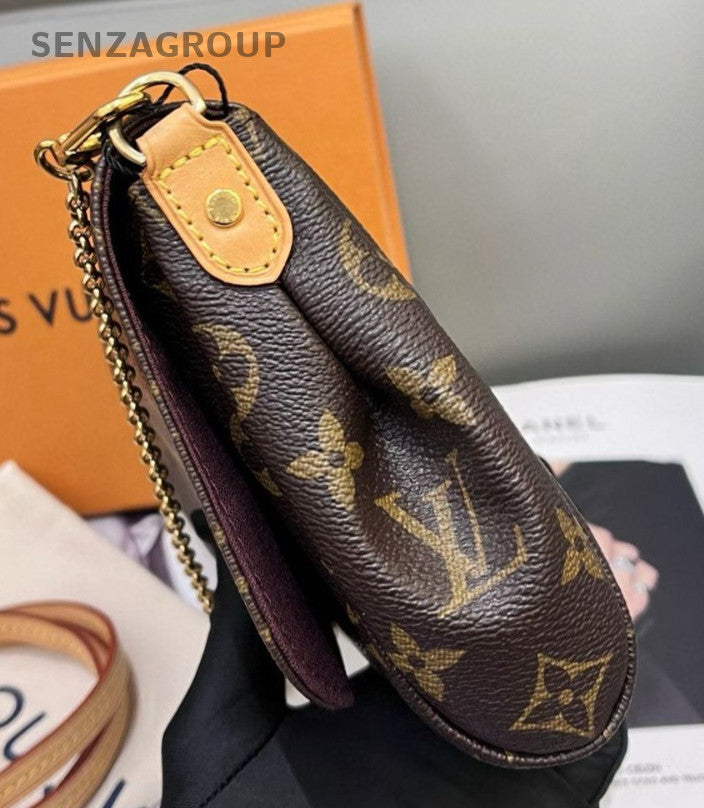 Louis Vuitton Favorite MM Monogram Chain Shoulder Bag Crossbody Brown Gold Women