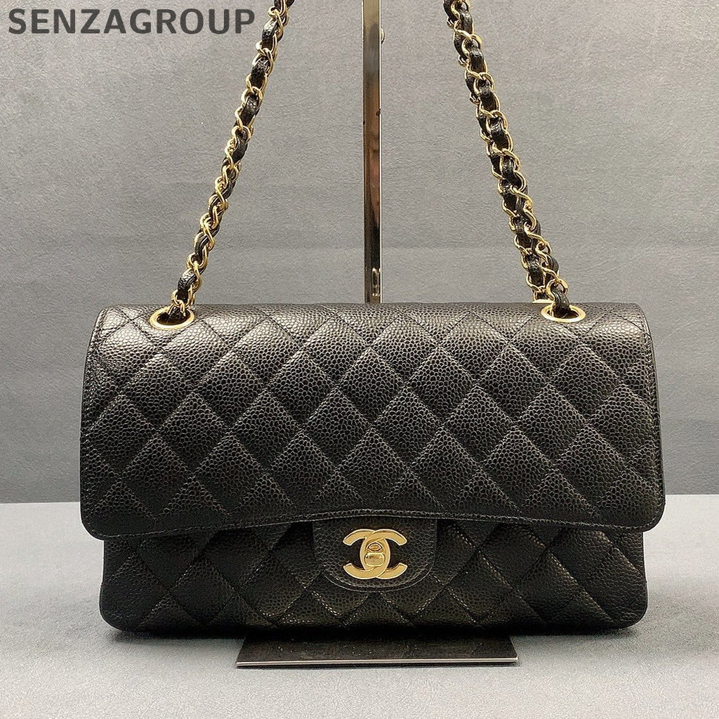 Chanel Black Gold Medium Quilted CF Chain Shoulder Crossbody Bag