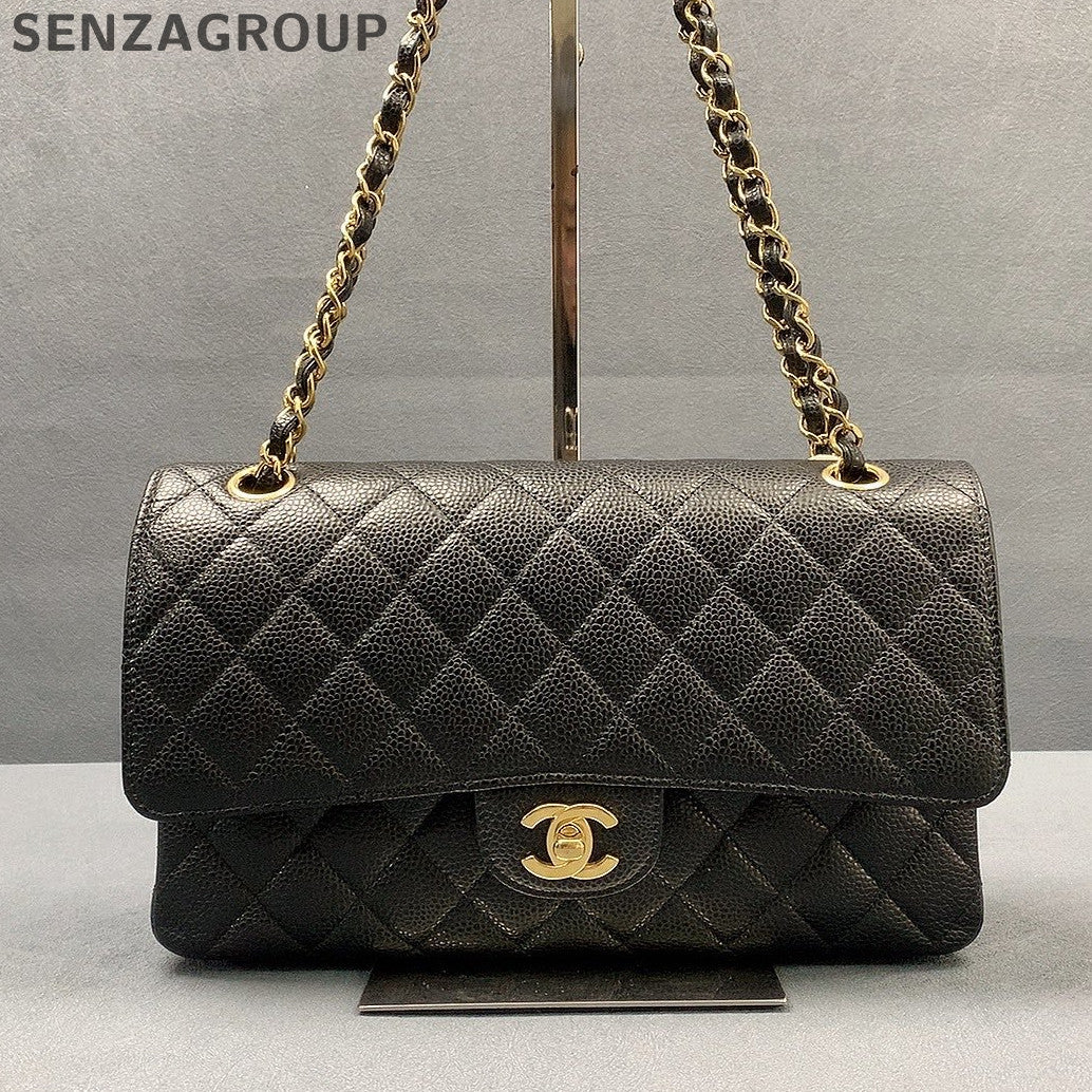 Chanel Black Gold Medium Quilted CF Chain Shoulder Crossbody Bag