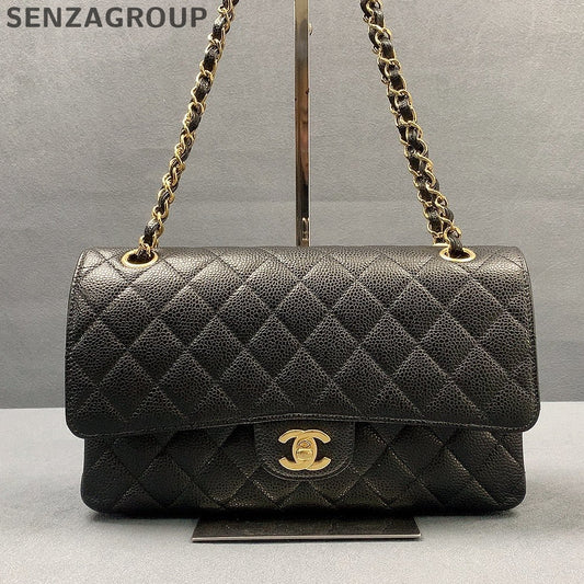 Chanel Black Gold Medium Quilted CF Chain Shoulder Crossbody Bag