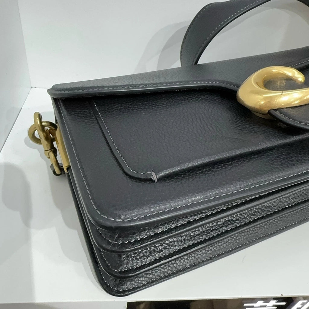 Coach Tabby 26 Pebble Leather Shoulder Handbag Crossbody Bag For Women Black