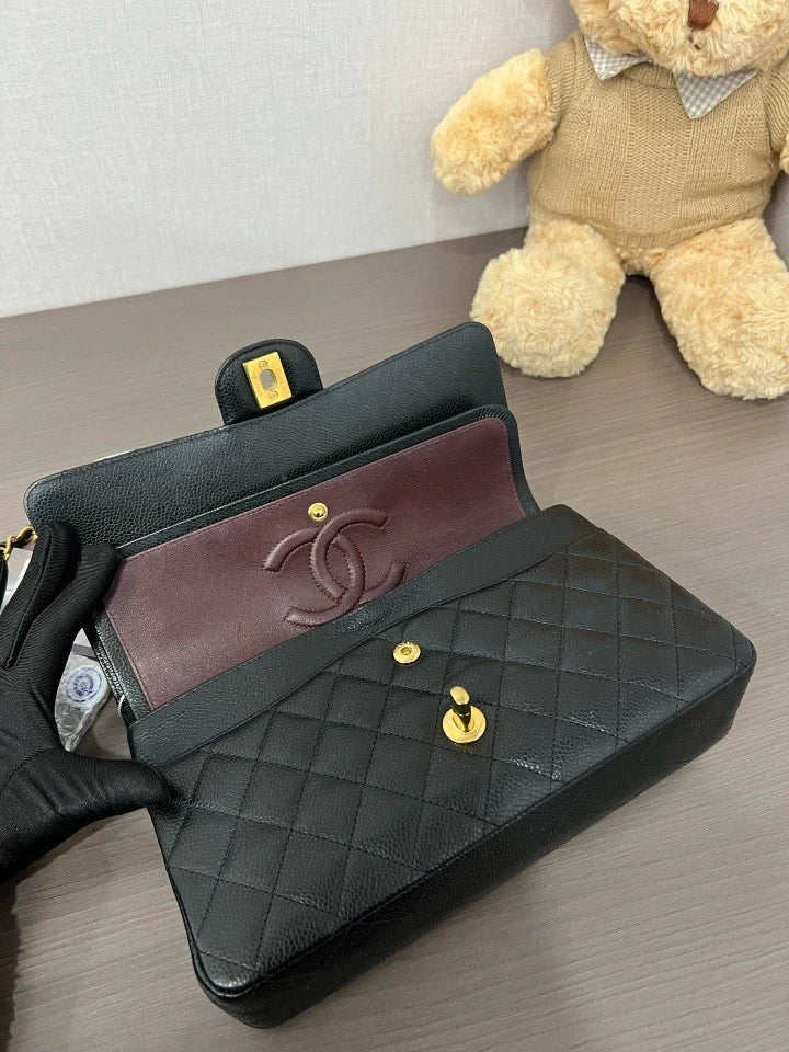 CHANEL Black Leather Medium CF Shoulder Bag For Women